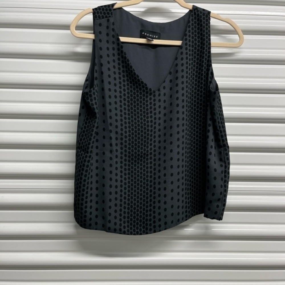 Premise Black Polka Dot Sleeveless Top Size S/P